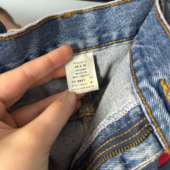 Red Paint Drip and Embroidered Straight Relaxed Fit Jeans - Picture 7 of 10